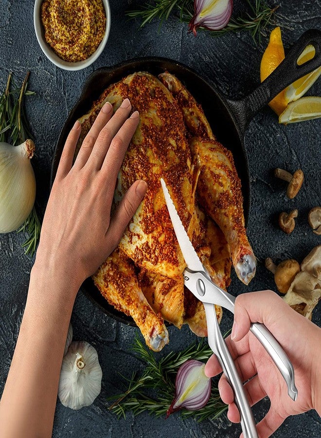 Trifecta Heavy Duty Stainless Steel Poultry Shears For Bone, Chicken, Meat, Fish, Seafood, Vegetables. Premium Spring Loaded Food Scissors. All metal Kitchen Shears(Silver) - Image 5